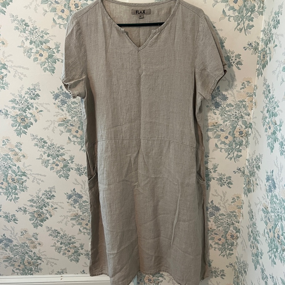 Flax Tan Short Sleeve Tencel Dress